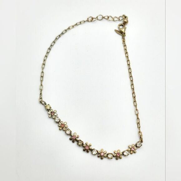 Vintage gold rhinestone flower anklet - Picture 2 of 6